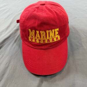 Retired Marines Baseball Cap Hat Red with Gold Letters Military